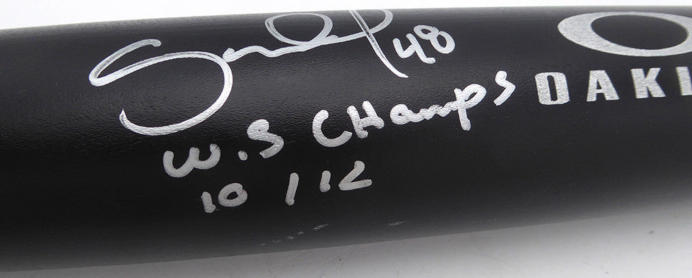 Pablo Sandoval Autographed Oakley Bat San Francisco Giants "WS Champs 10/12" Beckett BAS QR #BU87133