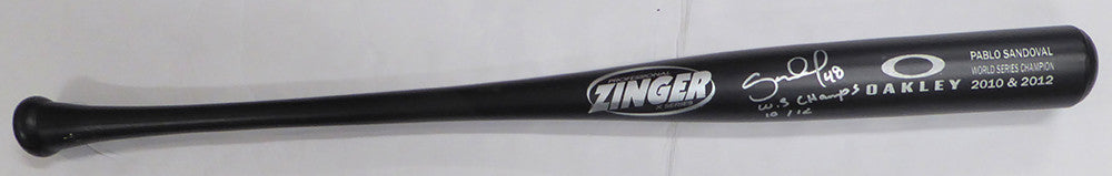 Pablo Sandoval Autographed Oakley Bat San Francisco Giants "WS Champs 10/12" Beckett BAS QR #BU87133