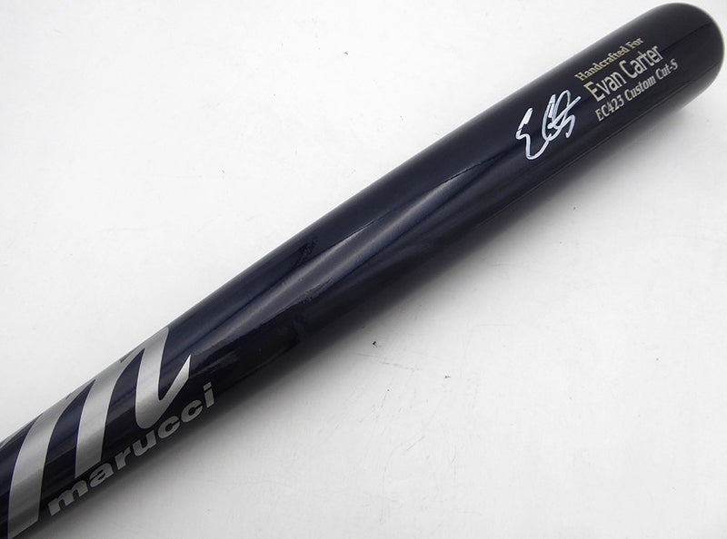 Evan Carter Autographed Marucci Player Model Bat Texas Rangers Beckett BAS QR #WX74976