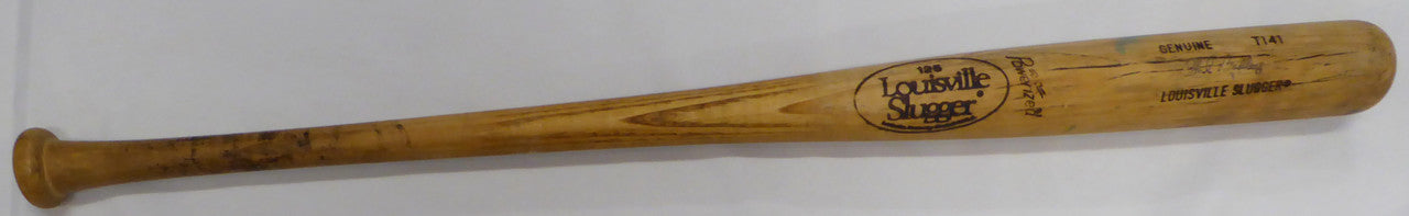 Phil Bradley Unsigned Seattle Mariners Blonde Louisville Slugger T141 Game Used Bat Cracked SKU #214061