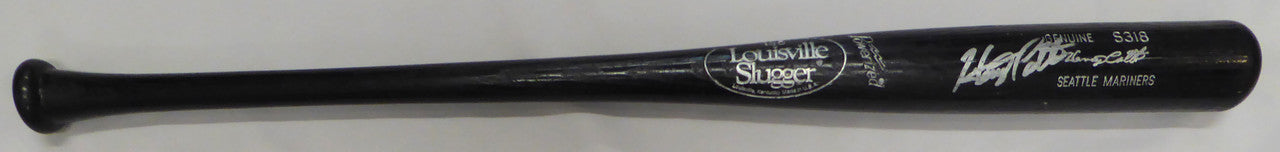 Henry Cotto Autographed Black Louisville Slugger Game Used Bat Seattle Mariners Light Use SKU #214071
