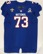 New Orleans Saints Jahri Evans Autographed Blue Nike Game Issued Jersey 2013 Pro Bowl Beckett BAS #E95692