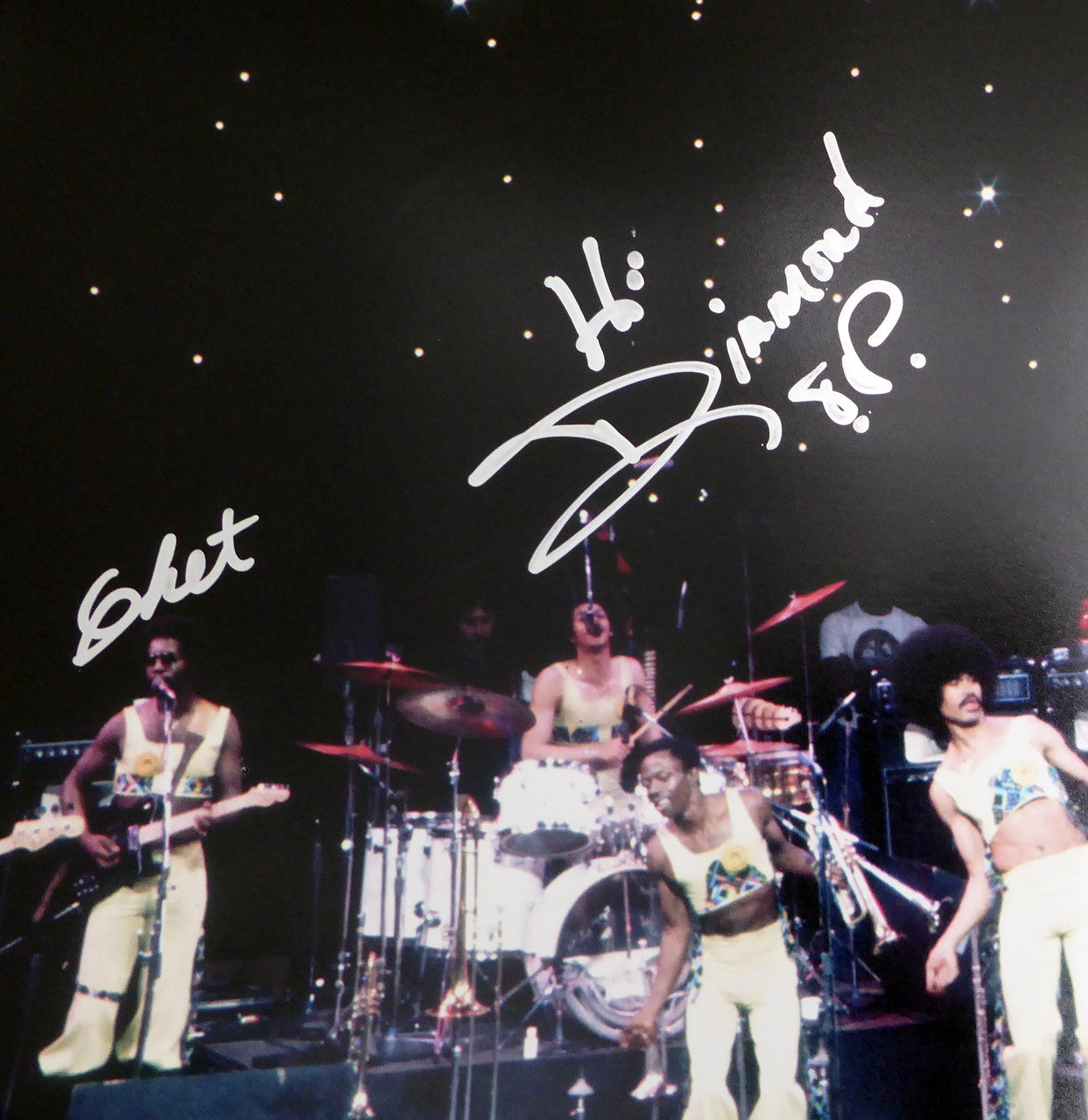 James "Diamond" Williams, Clarence "Chet" Willis & Robert "Kuumba" Jones Autographed 12x18 Photo The Ohio Players (Smudged) SKU #214119