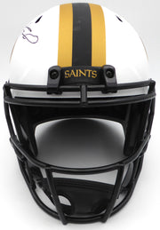 Alvin Kamara Autographed Lunar Eclipse White Full Size Replica Helmet New Orleans Saints Beckett BAS QR #1W403073