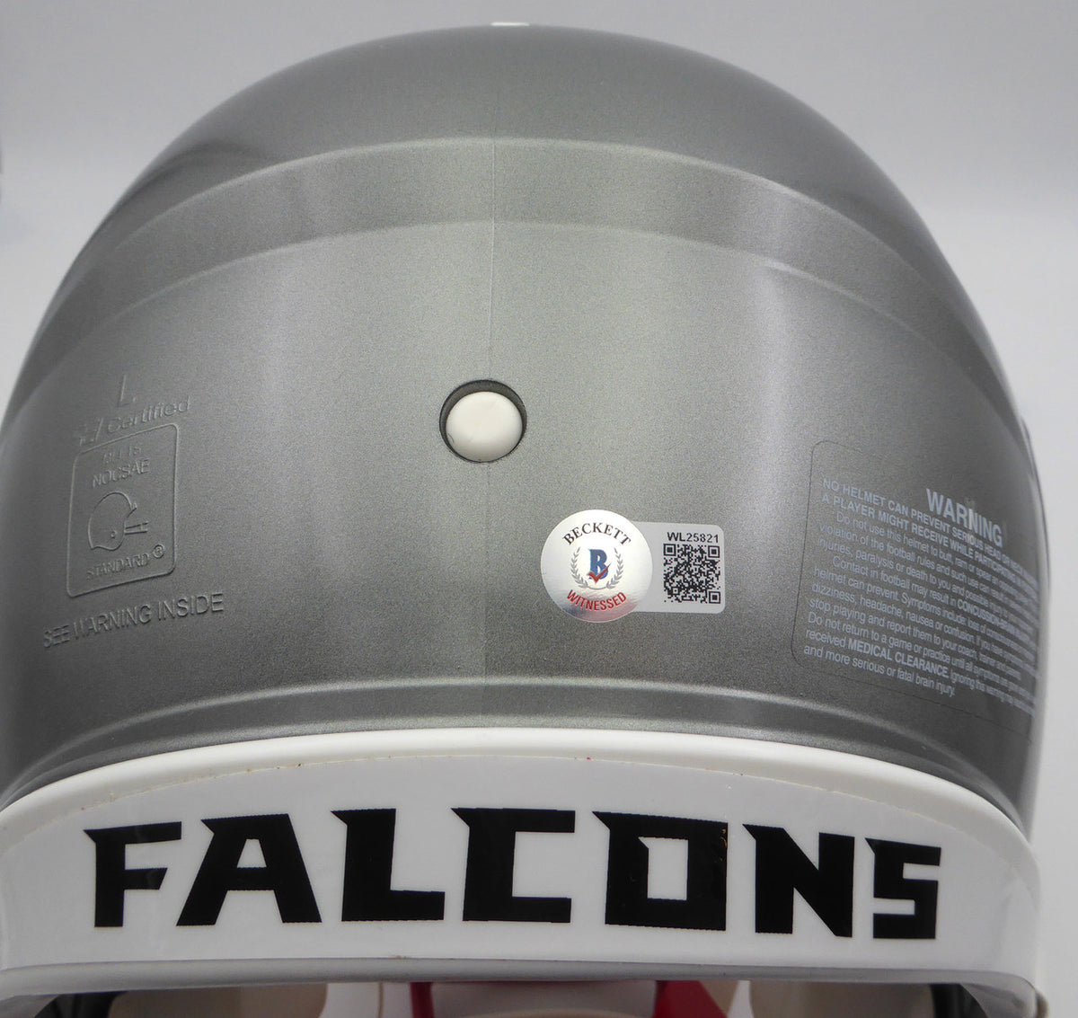 Kyle Pitts Autographed Atlanta Falcons Authentic Flash Silver Full Size Helmet Beckett BAS QR #WL25821