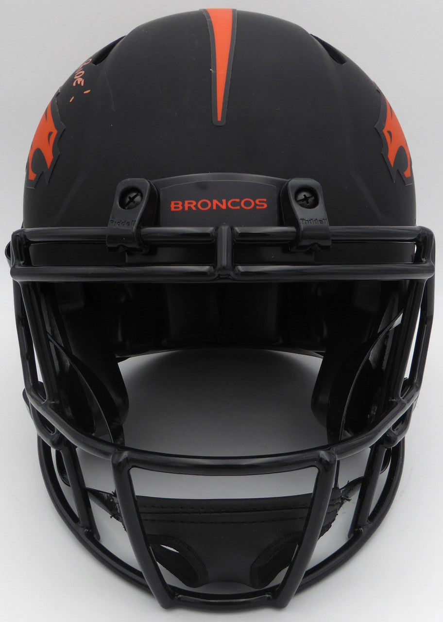 Russell Wilson Autographed Black Eclipse Full Size Authentic Helmet Denver Broncos "Let's Ride" Fanatics Holo #DQ16478409