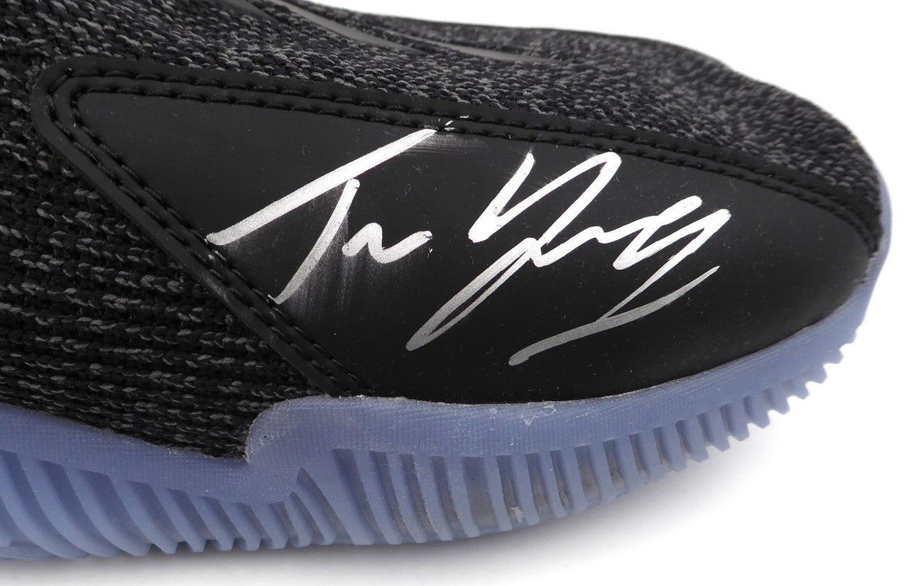 Trae Young Autographed Black Adidas Shoe Atlanta Hawks Light Strike Size 12.5 (Smudged) Beckett BAS QR #BL93431