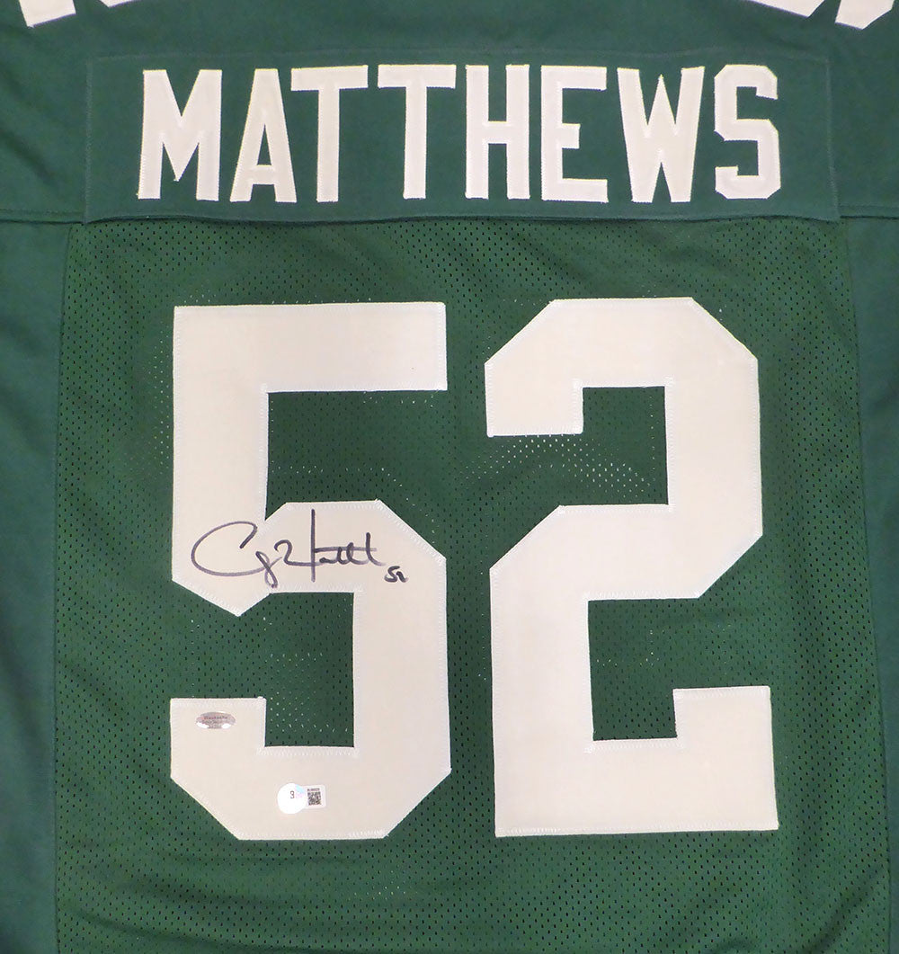 Green Bay Packers Clay Matthews Autographed Green Custom Jersey Beckett BAS QR #BU86929
