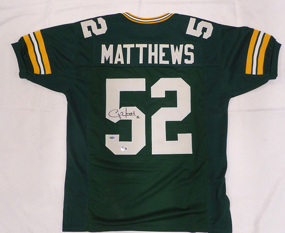 Green Bay Packers Clay Matthews Autographed Green Custom Jersey Beckett BAS QR #BU86929