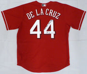 Cincinnati Reds Elly De La Cruz Autographed Red Nike Jersey "MLB Debut 6/6/23" Beckett BAS QR #W710349