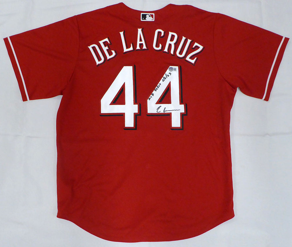 Cincinnati Reds Elly De La Cruz Autographed Red Nike Jersey "MLB Debut 6/6/23" Beckett BAS QR #W710349