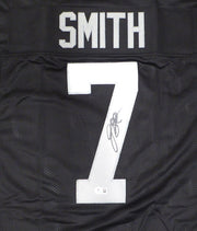 Las Vegas Raiders Geno Smith Autographed Black Custom Jersey Beckett BAS QR #2W939521