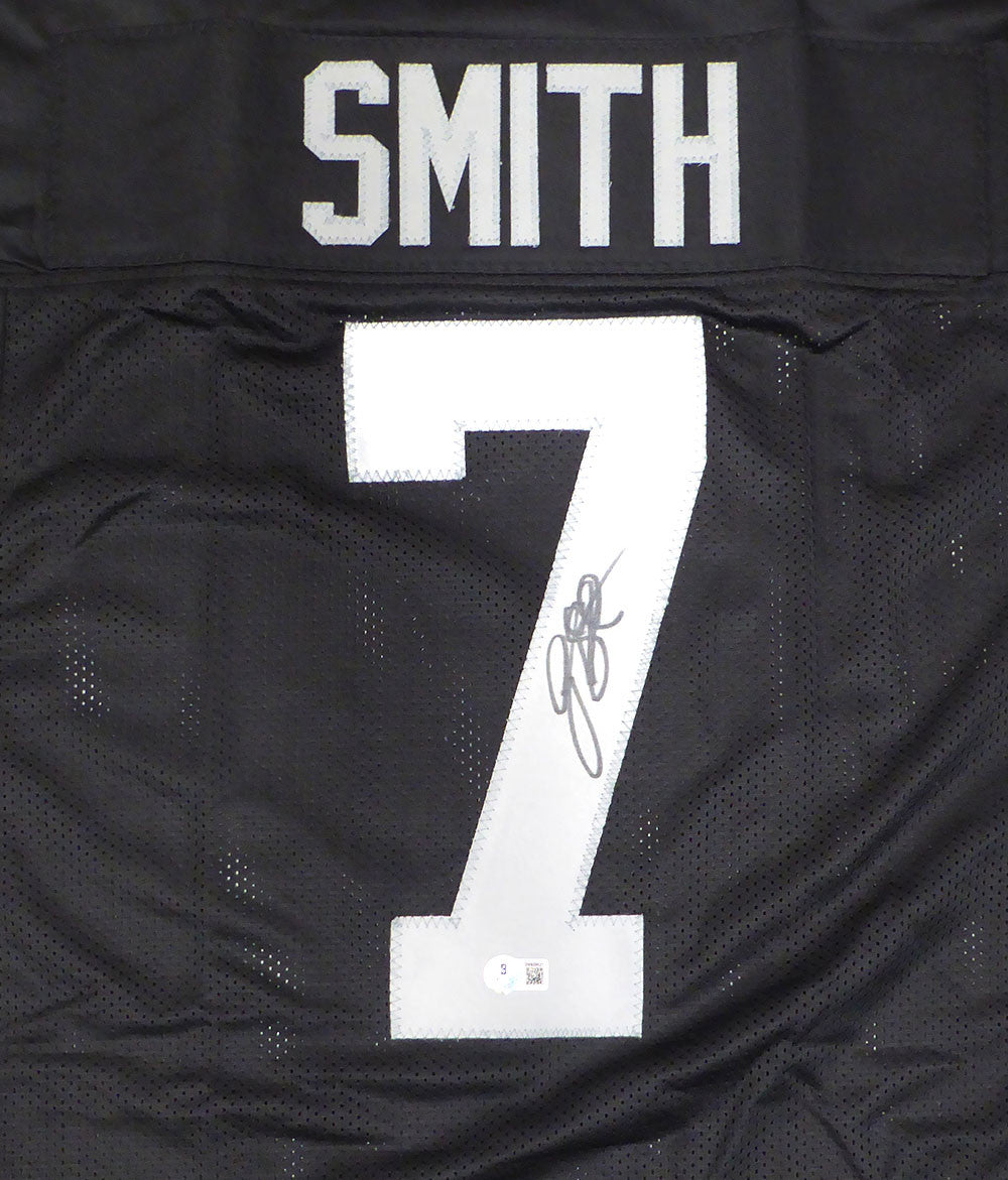 Las Vegas Raiders Geno Smith Autographed Black Custom Jersey Beckett BAS QR #2W939521