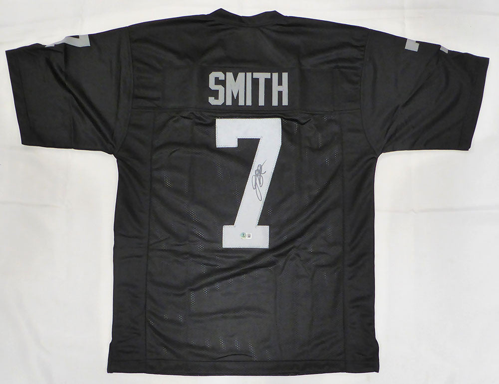 Las Vegas Raiders Geno Smith Autographed Black Custom Jersey Beckett BAS QR #2W939521