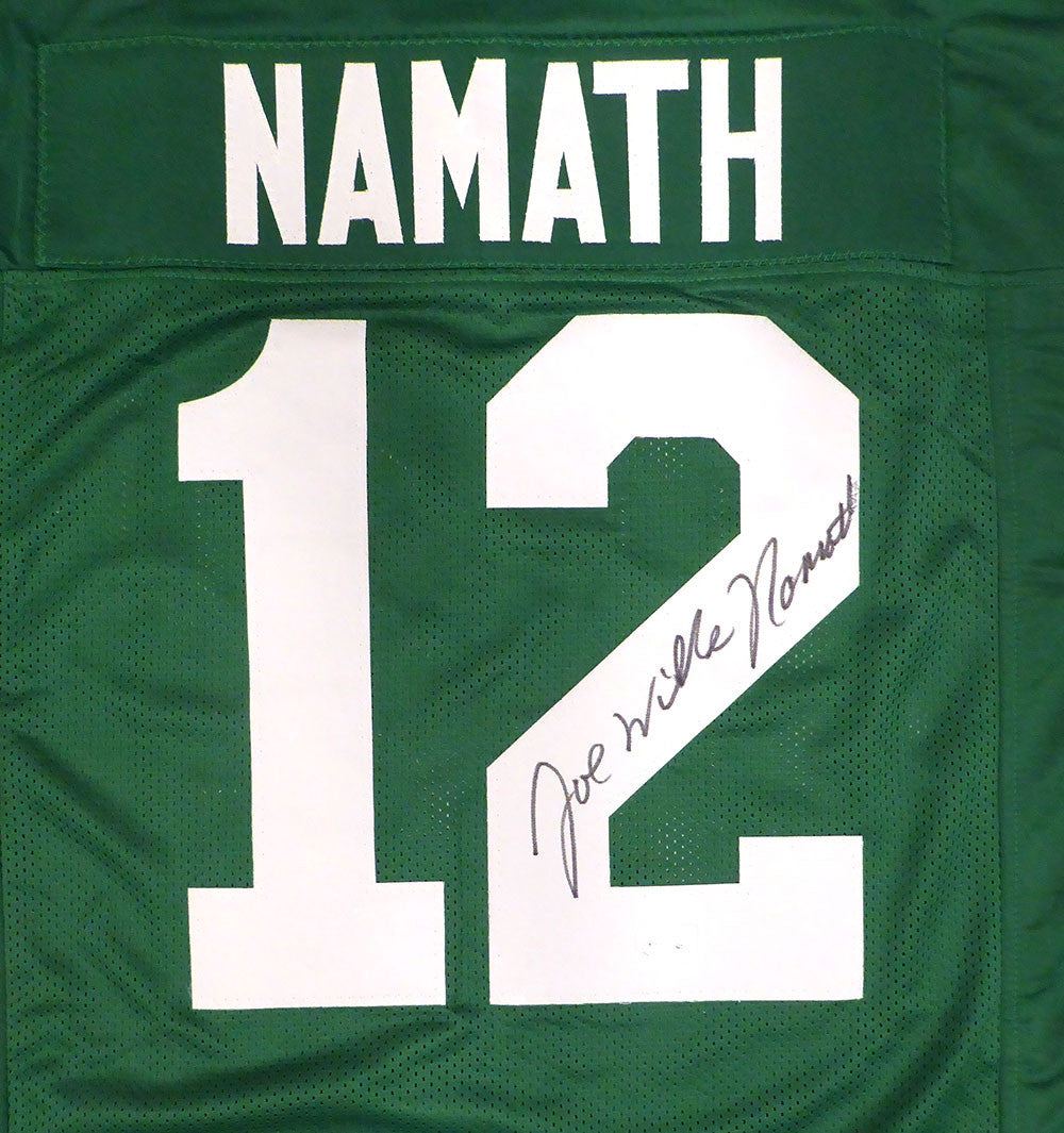 New York Jets Joe Namath Autographed Green Custom Jersey "Willie" Beckett BAS QR #3W324457