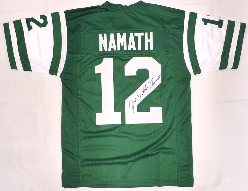 New York Jets Joe Namath Autographed Green Custom Jersey "Willie" Beckett BAS QR #3W324457