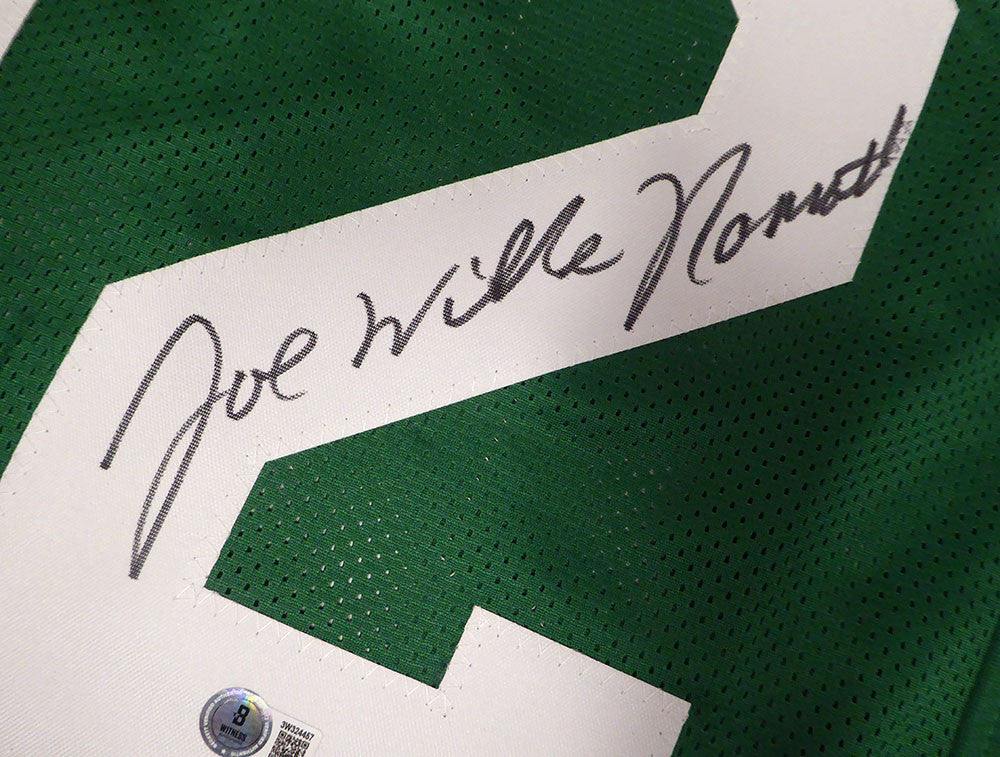 New York Jets Joe Namath Autographed Green Custom Jersey "Willie" Beckett BAS QR #3W324457