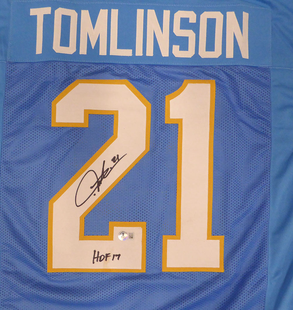 San Diego Chargers LaDainian Tomlinson Autographed Powder Blue Custom Jersey "HOF 17" Beckett BAS QR #1W895057