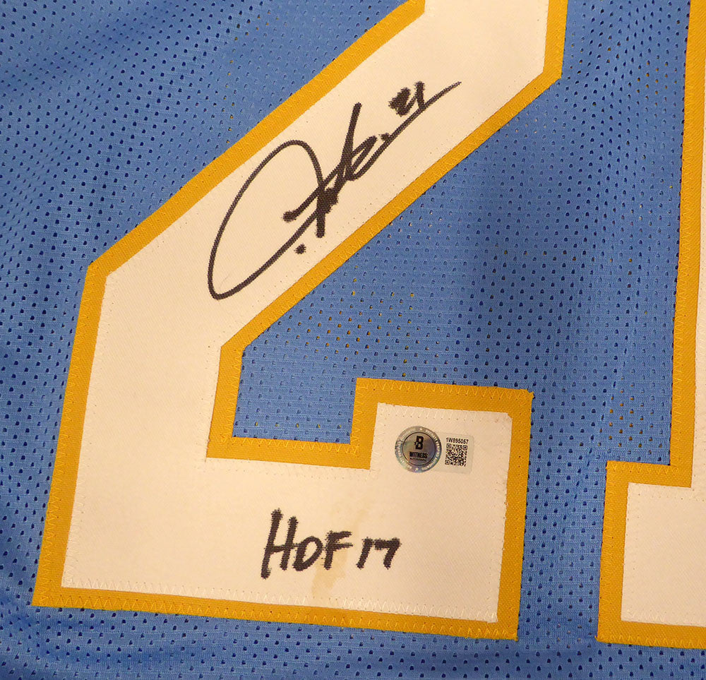 San Diego Chargers LaDainian Tomlinson Autographed Powder Blue Custom Jersey "HOF 17" Beckett BAS QR #1W895057