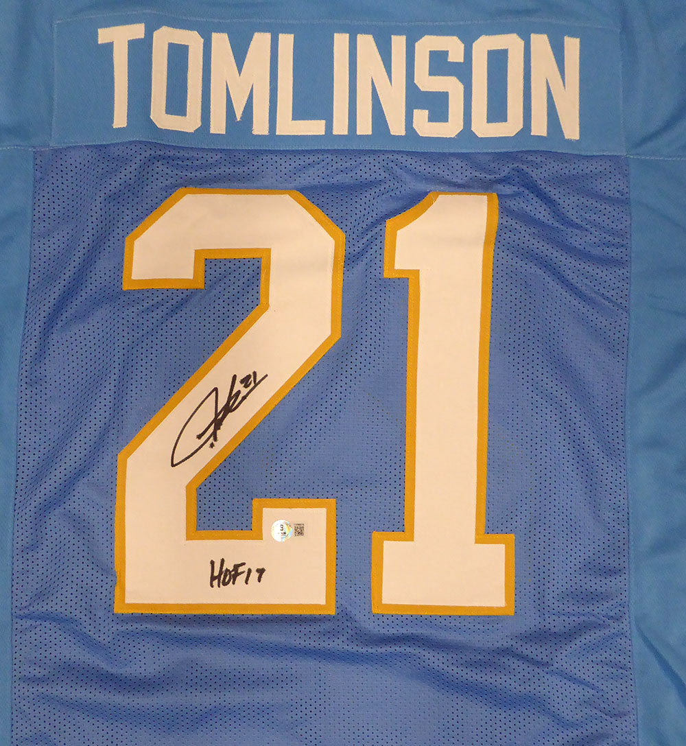 San Diego Chargers LaDainian Tomlinson Autographed Powder Blue Custom Jersey "HOF 17" Beckett BAS QR #1W895016