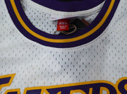 Los Angeles Lakers Magic Johnson Autographed White Mitchell & Ness Jersey (Smudged) Beckett BAS QR #4W062623