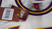 Los Angeles Lakers Magic Johnson Autographed White Mitchell & Ness Jersey (Smudged) Beckett BAS QR #4W062616