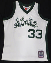 Michigan State Spartans Magic Johnson Autographed White Mitchell & Ness Jersey (Misspelled) Beckett BAS QR #4W062605