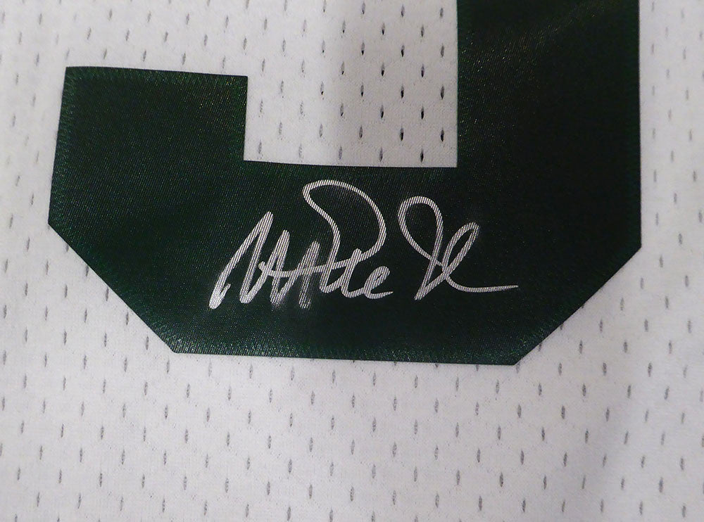 Michigan State Spartans Magic Johnson Autographed White Mitchell & Ness Jersey (Smudged) Beckett BAS QR #4W062587