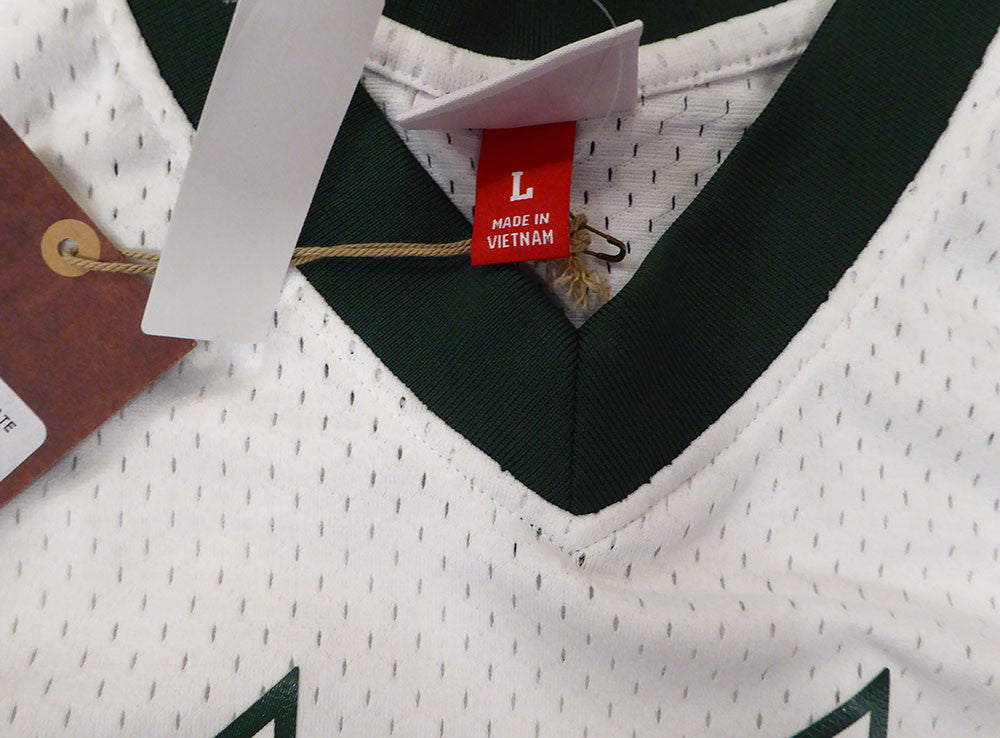 Michigan State Spartans Magic Johnson Autographed White Mitchell & Ness Jersey (Smudged) Beckett BAS QR #4W062587