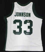 Michigan State Spartans Magic Johnson Autographed White Mitchell & Ness Jersey (Misspelled) Beckett BAS QR #4W062607