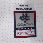 Michigan State Spartans Magic Johnson Autographed White Mitchell & Ness Jersey (Misspelled) Beckett BAS QR #4W062607