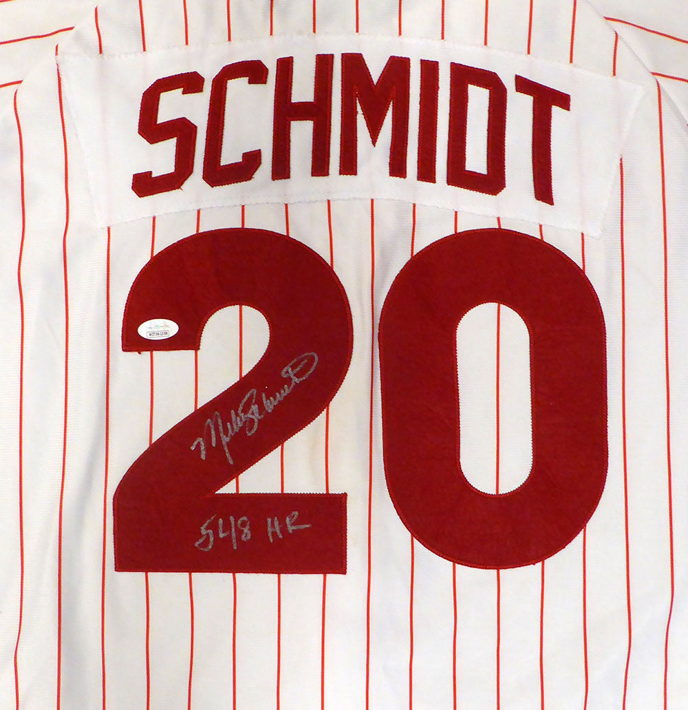 Philadelphia Phillies Mike Schmidt Autographed White Custom Jersey "548 HR" JSA #WIT061359