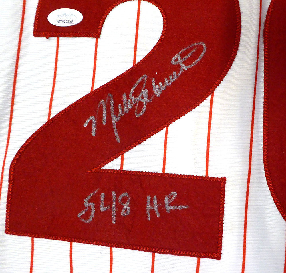 Philadelphia Phillies Mike Schmidt Autographed White Custom Jersey "548 HR" JSA #WIT061359