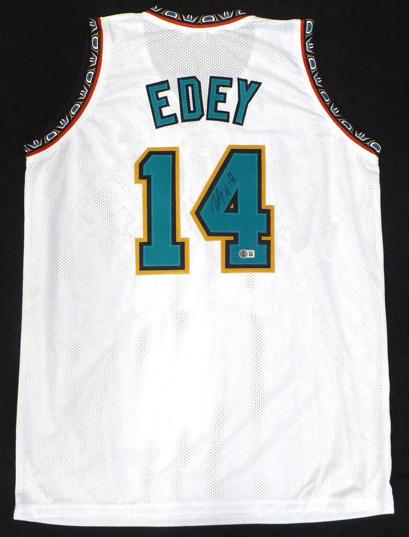 Memphis Grizzlies Zach Edey Autographed White Custom Jersey Beckett BAS QR #3W115175