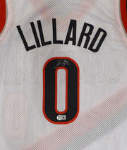 Portland Trail Blazers Damian Lillard Autographed White Custom Jersey Beckett BAS QR #BR50202