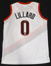 Portland Trail Blazers Damian Lillard Autographed White Custom Jersey Beckett BAS QR #BR50202