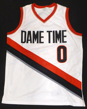 Portland Trail Blazers Damian Lillard Autographed White Custom Jersey Beckett BAS QR #BR50462