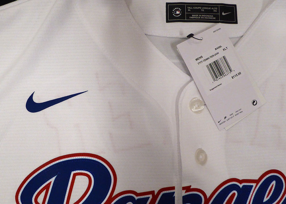 Texas Rangers Evan Carter Autographed White Nike Jersey Beckett BAS QR #W871448