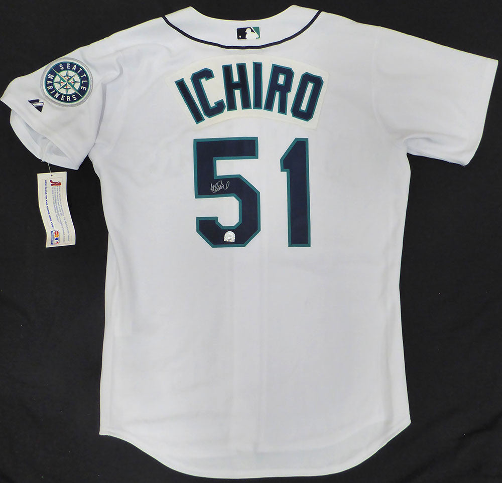 Seattle Mariners Ichiro Suzuki Autographed White Authentic Majestic Jersey MLB Holo #MT00062011