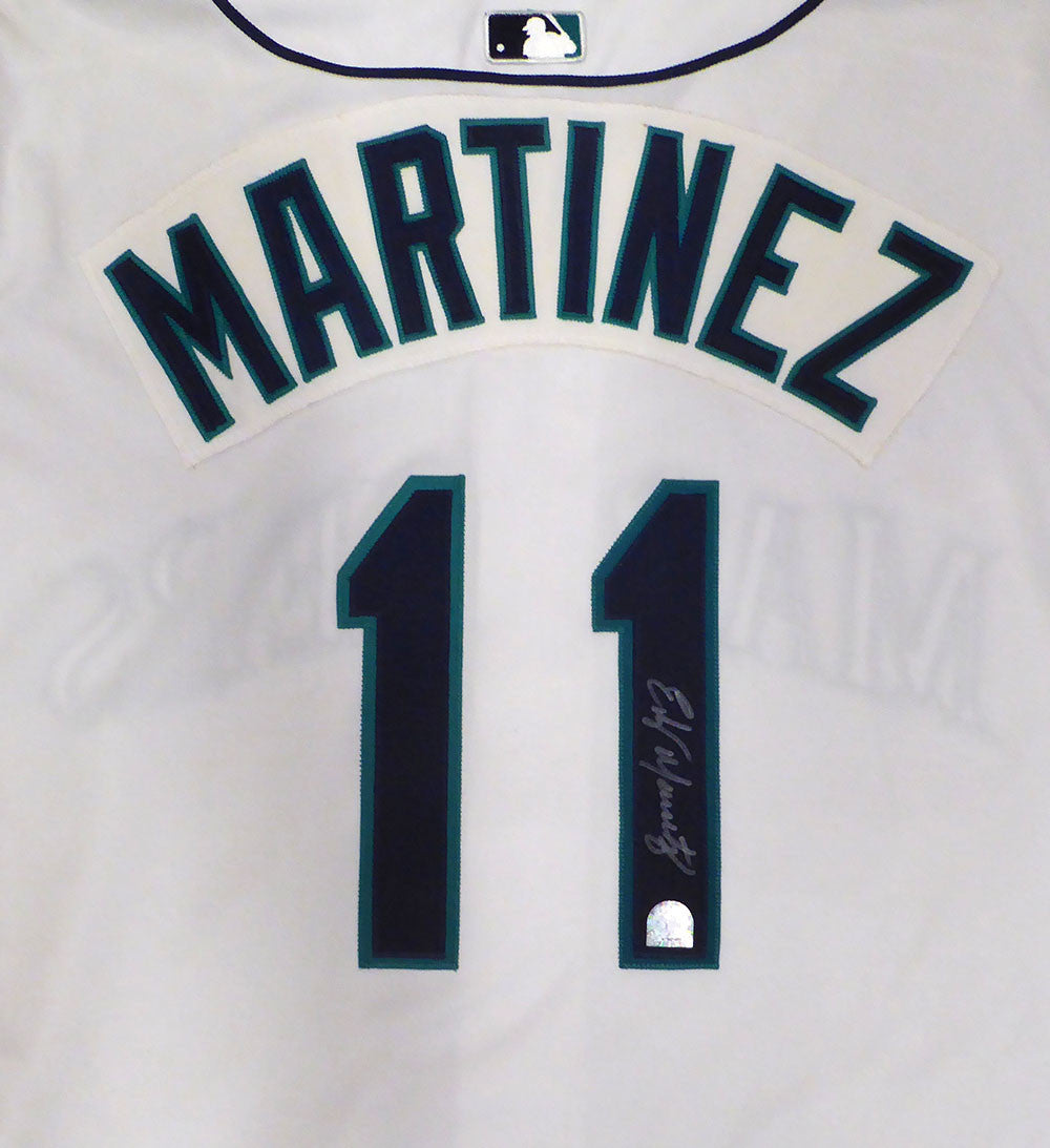 Seattle Mariners Edgar Martinez Autographed White Authentic Russell Jersey MLB Holo #M00214801