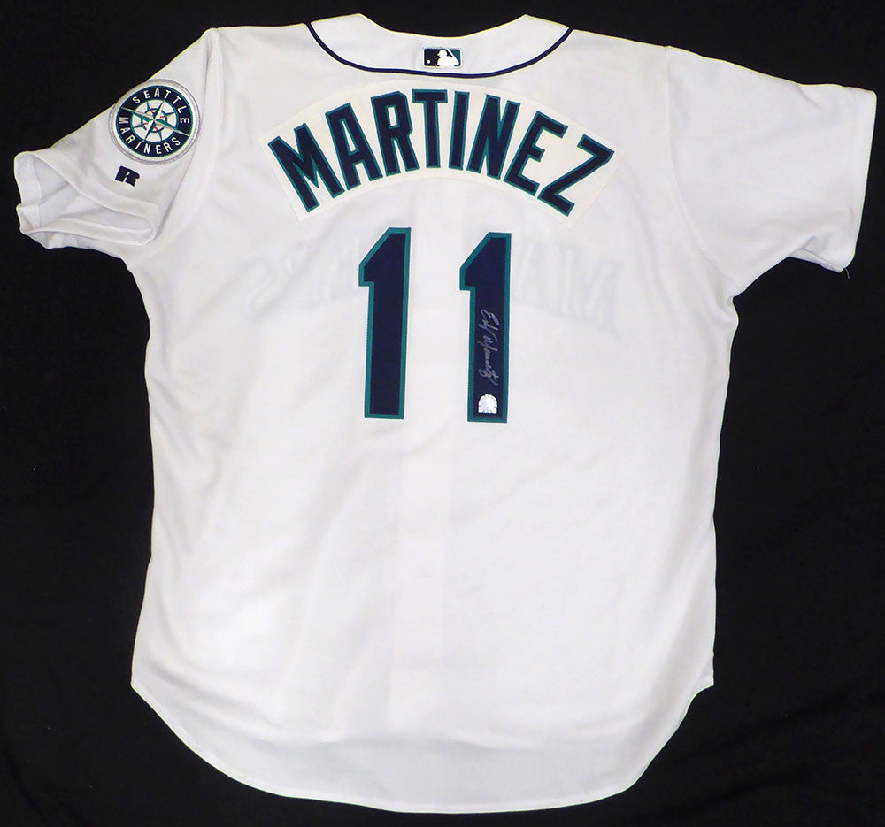 Seattle Mariners Edgar Martinez Autographed White Authentic Russell Jersey MLB Holo #M00214801