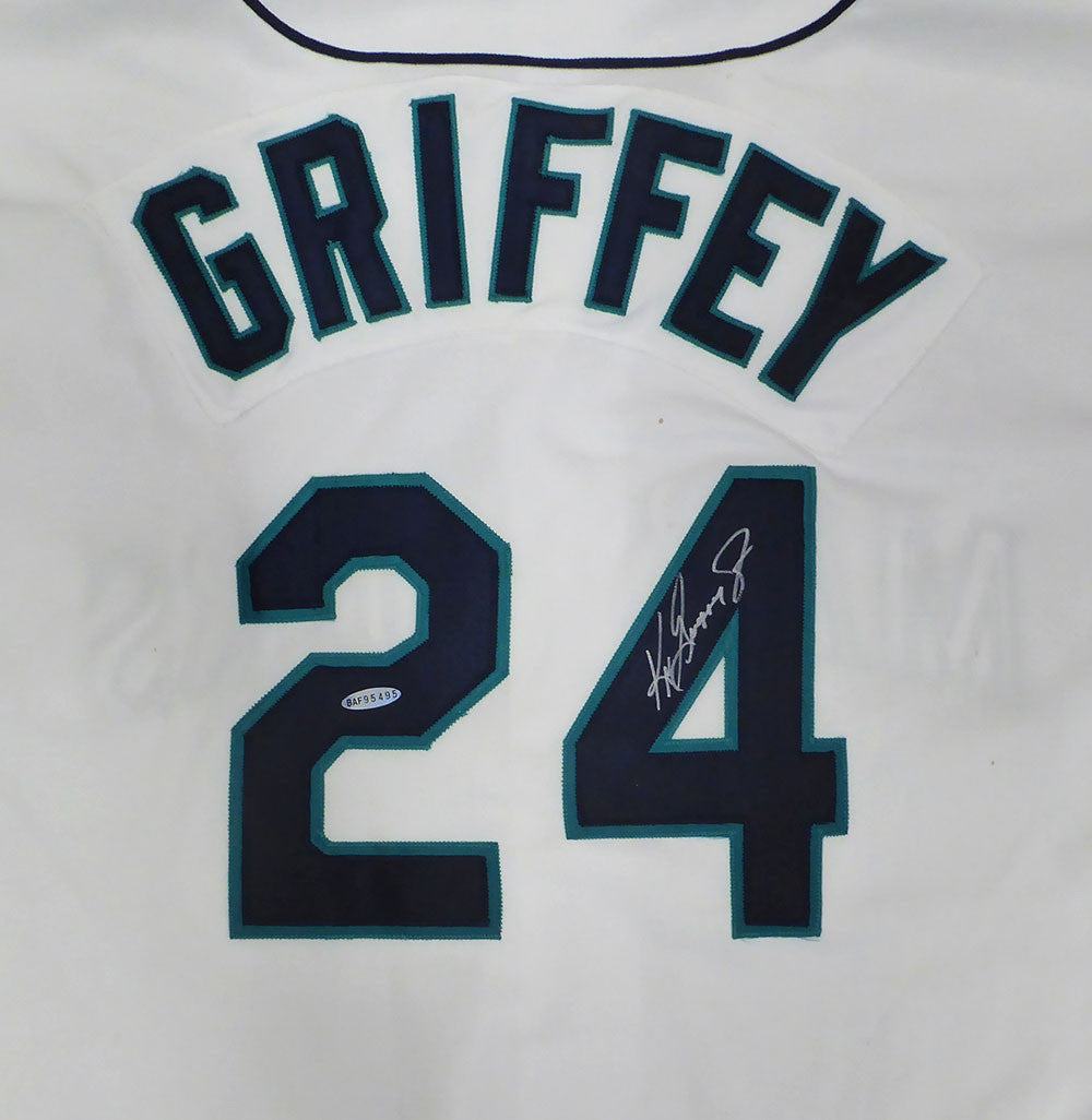 Seattle Mariners Ken Griffey Jr. Autographed White Authentic Russell Jersey UDA Holo #BAF95495