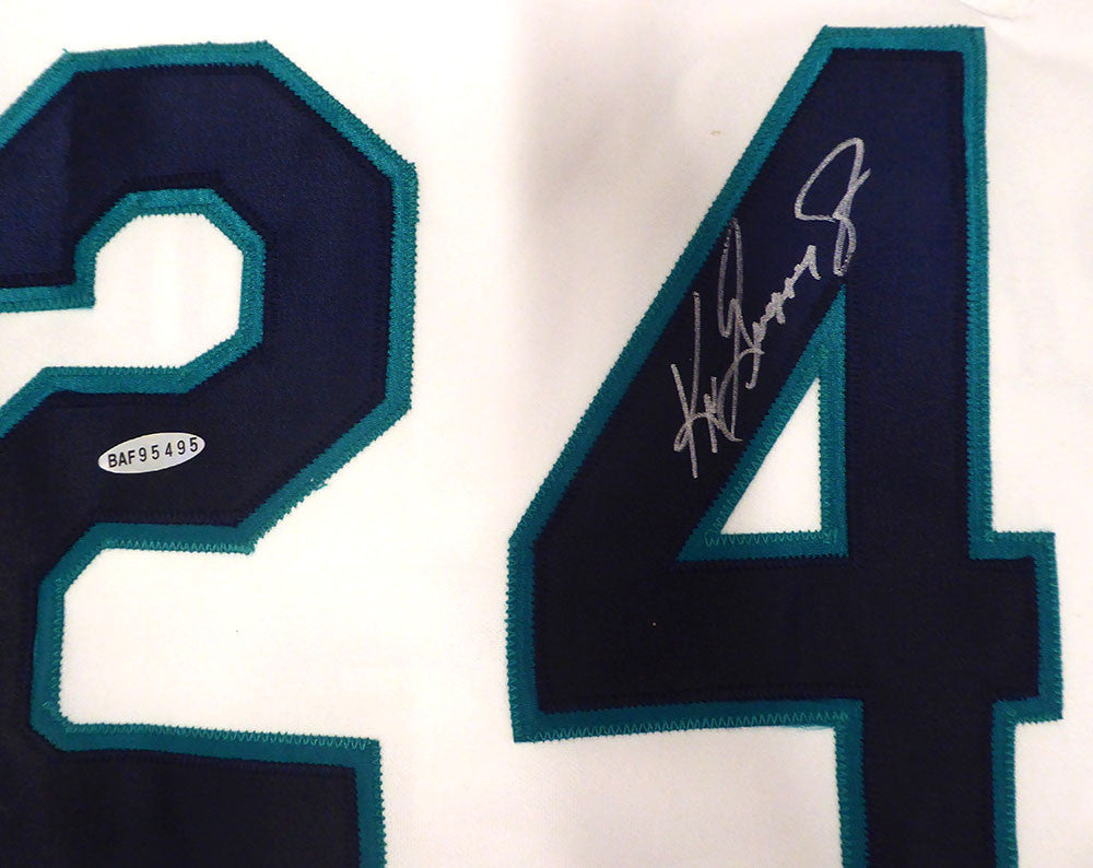 Seattle Mariners Ken Griffey Jr. Autographed White Authentic Russell Jersey UDA Holo #BAF95495