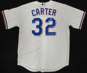 Texas Rangers Evan Carter Autographed White Nike Jersey "23 WS Champs" Beckett BAS QR #1W039286