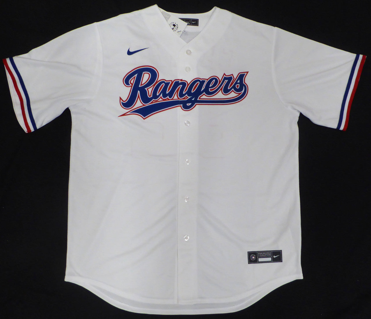 Texas Rangers Evan Carter Autographed White Nike Jersey "23 WS Champs" Beckett BAS QR #1W039286