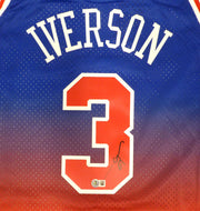 Phildelphia 76ers Allen Iverson Autographed Blue Authentic Mitchell & Ness Jersey Beckett BAS QR #3W343404