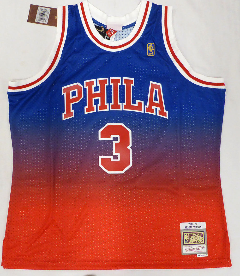 Phildelphia 76ers Allen Iverson Autographed Blue Authentic Mitchell & Ness Jersey Beckett BAS QR #3W343404