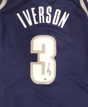 Georgetown Bulldogs Allen Iverson Autographed Blue Authentic Mitchell & Ness Jersey Beckett BAS QR #3W343401