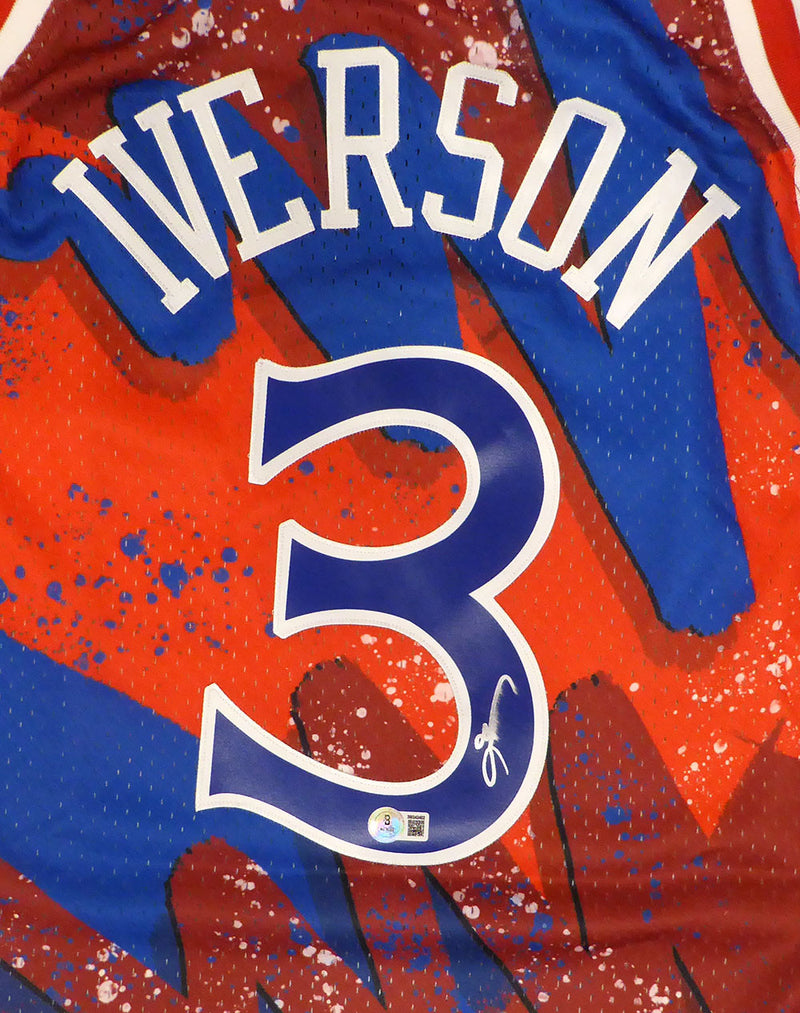 Phildelphia 76ers Allen Iverson Autographed Blue Authentic Mitchell & Ness Jersey (Smudged) Beckett BAS QR #3W343402
