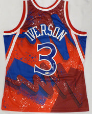 Phildelphia 76ers Allen Iverson Autographed Blue Authentic Mitchell & Ness Jersey (Smudged) Beckett BAS QR #3W343402